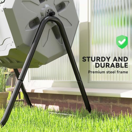 Outsunny Tumbling Compost Bin 360° Dual Chamber 43 Gallon, Light Gray - color: Light Gray