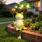 Solar Garden Statues Frog Garden Decor Figurine Lights with Umbrella for Outside,Yard Decorations Outdoor Patio Decor,Gardening Gifts for Women Mother's Day