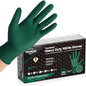 TitanFlex Heavy Duty Industrial Nitrile Gloves with Raised Diamond Texture, 8-mil, Latex Free (Green/Dark Green/Yellow) - color: 04 Dark Green (50ct), size: Medium