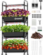 Growell 81 Pods Hydroponics Growing System Kit with Independent Water Pump - color: Black, size: 26" - 3 Tier (81 Pods)