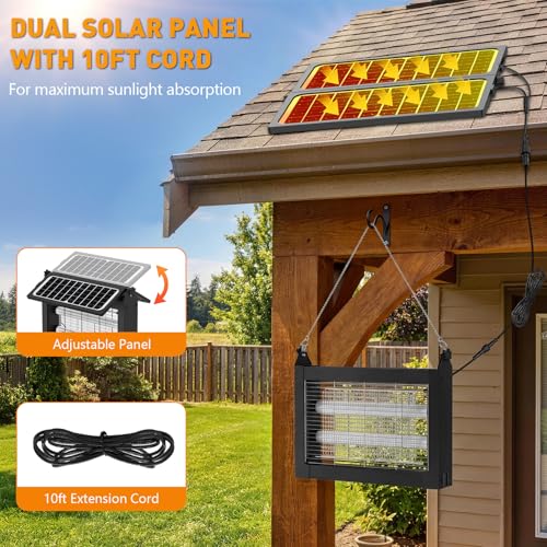 Solar Bug Zapper Outdoor, 4500V Mosquito Zapper with Dual Solar Panels - color: Black