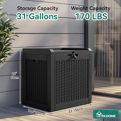 YITAHOME 32 Gallon Deck Box - color: Black, size: 32 Gallon Standard