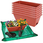 7 Pack 17 Inch Rectangular Plastic Window Box Planters(Brick-red)