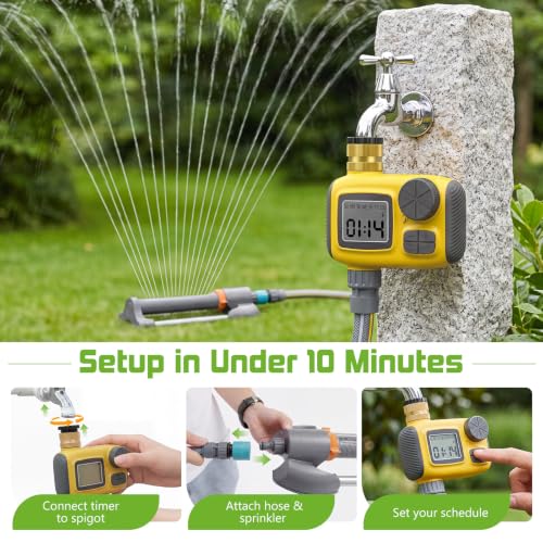 Oscillating Sprinkler with Smart Timer for Lawn and Garden Watering
