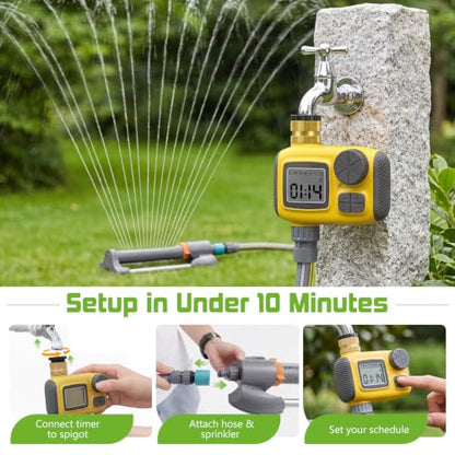 Oscillating Sprinkler with Smart Timer for Lawn and Garden Watering