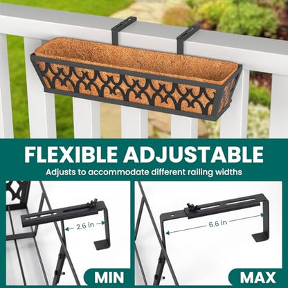 2-Pack 24IN Window Box Railing Hanging Planter Coco Liner Basket, S3 - color: 2pcs - 24in Style 1