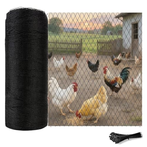 Junflying 25x50 FT Chicken Netting for Hawks & Predator Protection - size: 25x50 FT