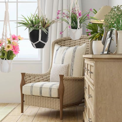 Handmade Macrame Plant Hangers, 2 Pack Hanging Planters Baskets