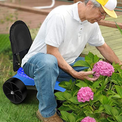 i Cover Garden Cart Rolling Stool with Four Wheels and Tool Bag, Stable Workseat Sturdy Carts Adjustable Seat Height and Direction, Gardening Helper, Blue - size: 4 Wheels