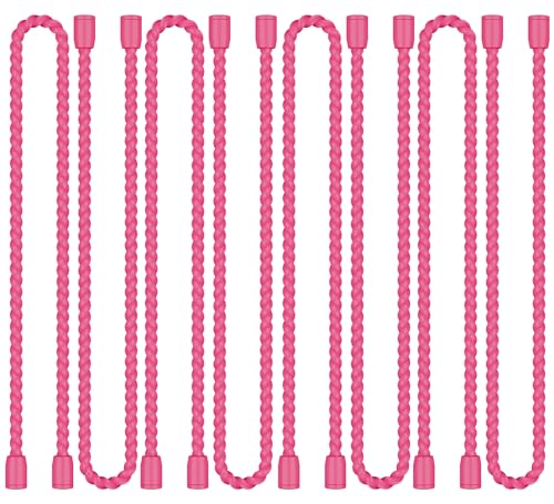8PCS 12 Inch Silicone Cable Ties, Reusable Bendable Rubber Twist Ties - color: Pink, size: 12in(8pcs)