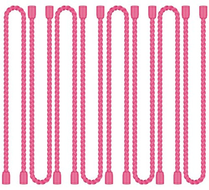 8PCS 12 Inch Silicone Cable Ties, Reusable Bendable Rubber Twist Ties - color: Pink, size: 12in(8pcs)
