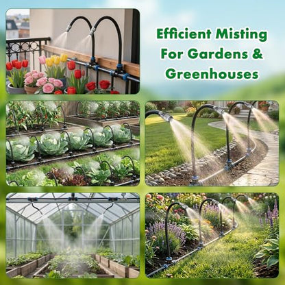 360° Adjustable Drip Irrigation System, 49FT Garden Watering System with 15 Nozzles, Water Sprinkler for Garden, Yard, Lawn, Greenhouse, Plants, Backyard Misting System - size: 49FT