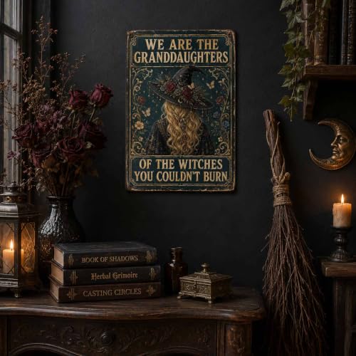 Halloween Metal Art Sign Granddaughters of Witches Wall Decor - color: 03A