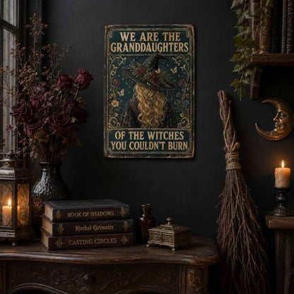 Halloween Metal Art Sign Granddaughters of Witches Wall Decor - color: 03A