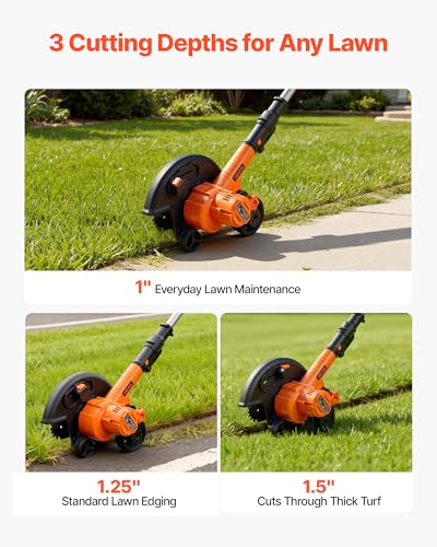 VEVOR Lawn Edger 8.8-in Blade, 20V Battery Powered Cordless Edger Lawn Tool - size: 8.8 inches