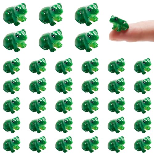 Exasinine 50 Pcs Mini Frogs Resin Green Frog Miniature Figurines Animals Model Fairy Garden Miniature Moss Landscape DIY Terrarium Crafts Ornament Accessories for Home Décor(B) - color: 50pcs