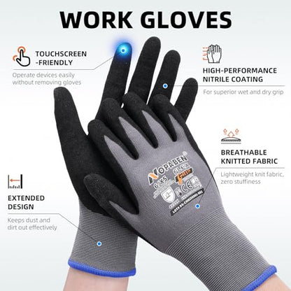 7 Pairs Safety Work Gloves Seamless Nylon Knit MicroFoam Nitrile Coated - size: 3X-Large, style: 7 Pairs,grey