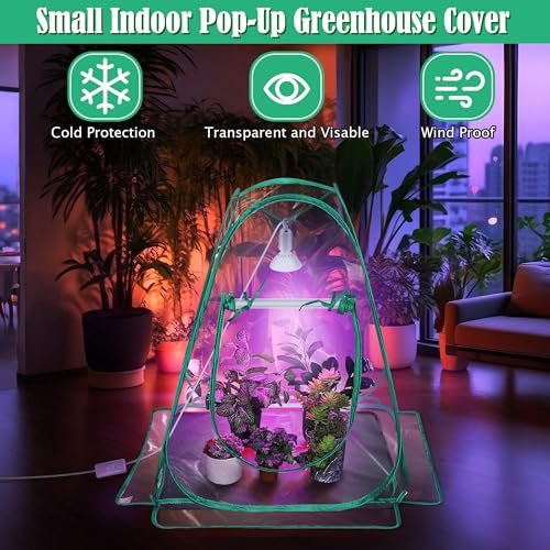 Meonum Mini Greenhouse Indoor with 10W Grow Light and PEVA Mat, 2 Pack