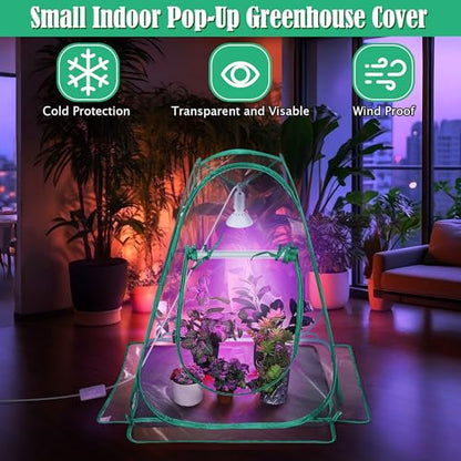 Meonum Mini Greenhouse Indoor with 10W Grow Light and PEVA Mat, 2 Pack