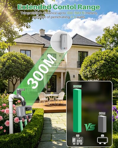 WiFi Water Timer 3 Outlet for Garden Hose, Smart Sprinkler Controller with 984ft RF Range, Smart Lawn Watering System Irrigation Timer, APP/Voice Control, Rain Delay, Manual Irrigation - size: 3 Outlet