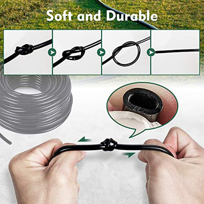 Bonviee 100FT 1/4” Drip Irrigation Tubing, 0.17” ID x 0.25” OD, Black - size: 100FT