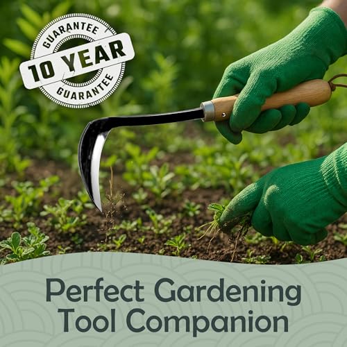 Muldale Japanese Hand Weeding Sickle – Curved Razor Hoe Garden Tool