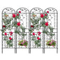4-Pack 87" x 20" Bird and Daisy Arch Black Metal Garden Trellises - color: 4 Pack 87"- Daisy & Bird Black