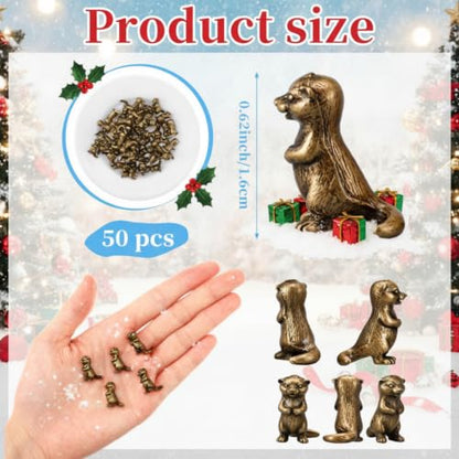 Civaner 50 Pcs Mini Brass Otter, Mini Brass Figurines - style: Cute Otter