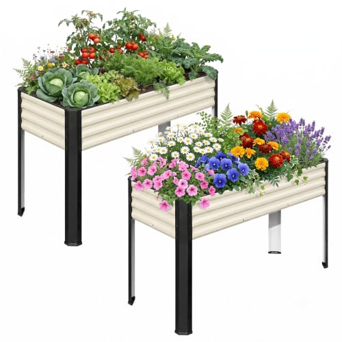 SnugNiture Raised Garden Bed with Legs, 48×18×32in, 2 Pack, White - color: White, size: 48×18×32in(2PCS)