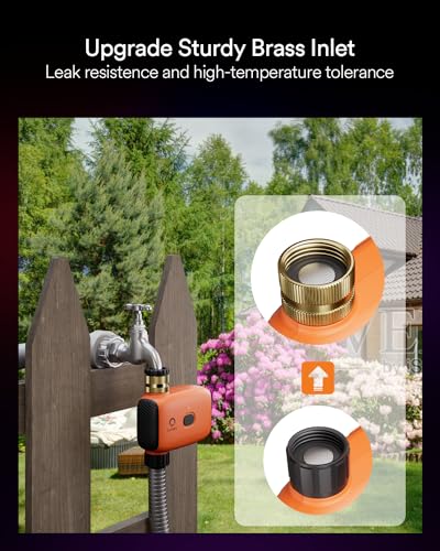 Lumary WiFi Water Timer for Garden Hose, Battery Sprinkler Timer for Watering Brass Inlet Outdoor, Rain Delay/Remote/Manual/Automatic Drip Irrigation System Programmable Faucet, Compatible with Alexa