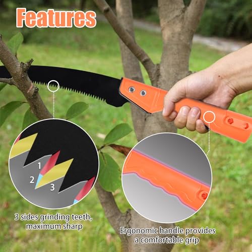 Hand Pruning Saws for Tree Trimming, Extension Pole Saw Attachment Blade, Pole Pruner Head Gardening Tool - color: Orange