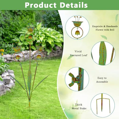 Calla Lily Decorative Garden Stake with Bells - color: Yellow