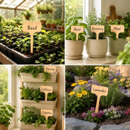 20 Pcs Plant Labels 7" Bamboo Long T-Type Garden Markers