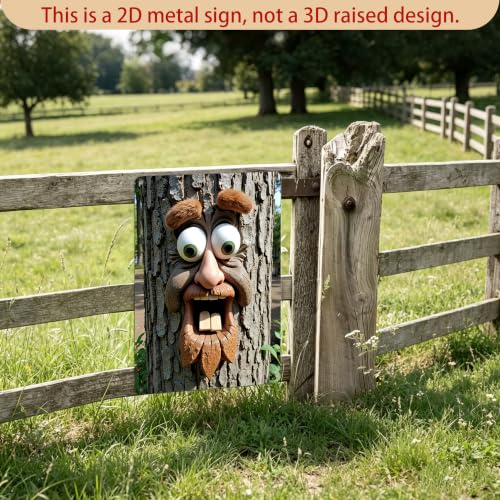 8x12 Inch Tree Face Metal Sign - color: The surprised tree face