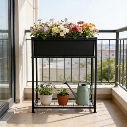 Raised Garden Bed Elevated Planter Box with Legs Black - size: 27.55"Lx10.03W"x28.53"H