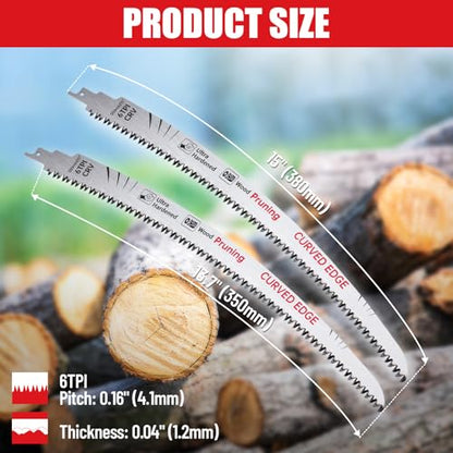 15 Inch Arc Curved Reciprocating Saw Blades 6TPI CR-V Steel 3 Pack