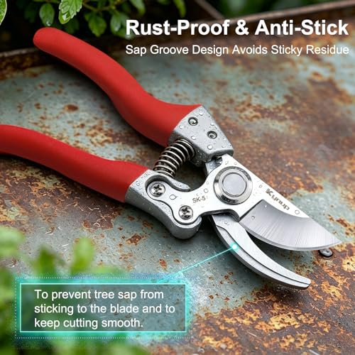 Kynup 2Packs Pruning Shears for Gardening, Garden Shears Scissors Heavy Duty, Bypass Pruner Hand Shears, Tree Trimmers Secateurs, Garden Clippers for Plants, Hedge Shears, Garden Tools (Red) - style: Modern 2Pack Red