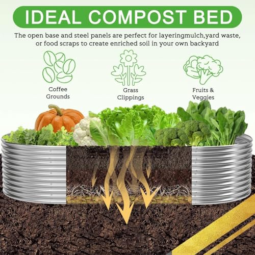 2 Pack Tall 8x4FT Corrugated Galvanized Steel Raised Garden Bed Outdoor, Oval Raised Beds for Gardening, Metal Above Ground Garden Bed for Vegetables and Flowers - size: 8x4FTx16inch