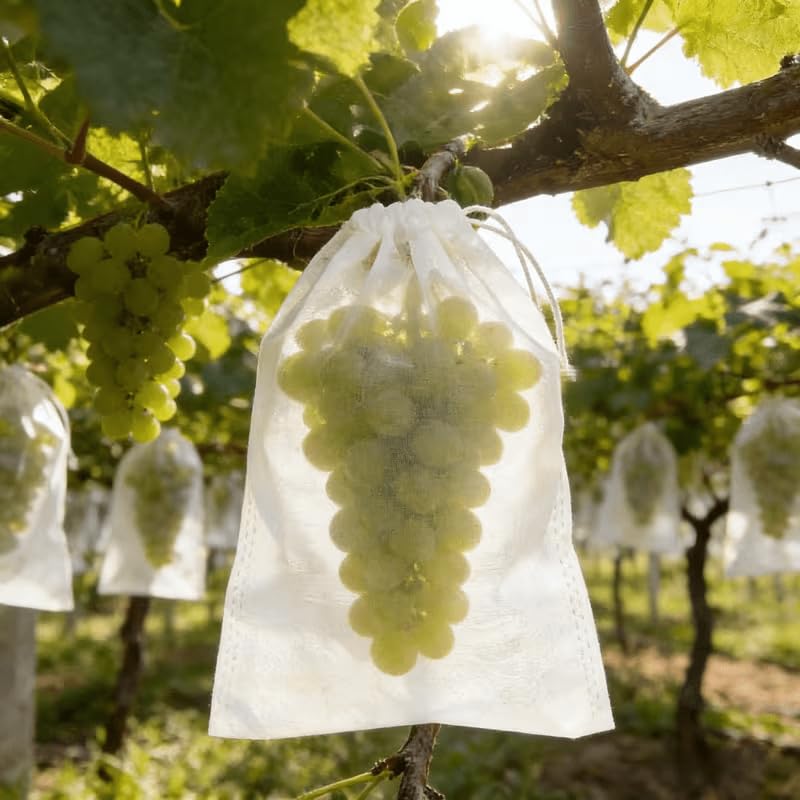 50Pcs Drawstring Mesh Fruit Protection Bags, Breathable Plant Cover Pouches for Grape, Apple, Pear Tree - Bird Deterrent Netting Bags for Garden Orchard Use, Reusable Produce Protector Sacks - size: 50pcs