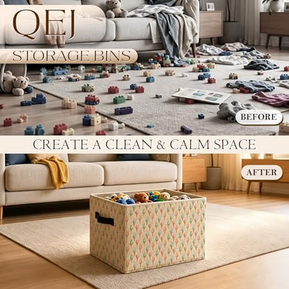 Pastel Ice-Creams Collapsible Laundry Basket with Handles - color: Iot cream