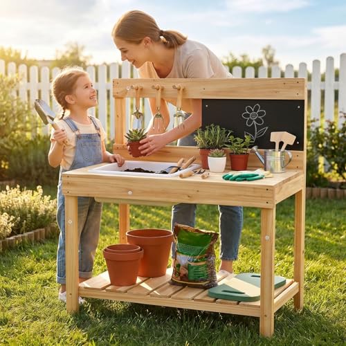 Kids Wooden Potting Bench Mud Kitchen