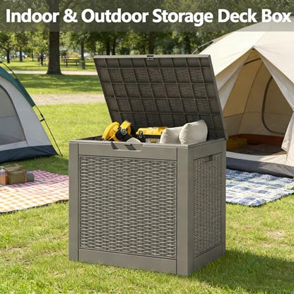 31 Gallon Outdoor Storage Box Waterproof Deck Box Patio Storage-2 Box - color: Gray, style: 31Gallon*2-style1