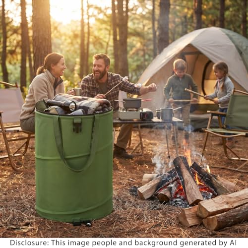 27 Gallon Collapsible Outdoor Trash Can Recycle Bin with Zipper Lid - size: 27 Gallons-With Lid