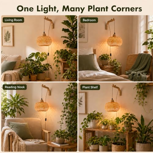 Wall Mounted Grow Lights for Indoor Plants with Timer, Hanging Light