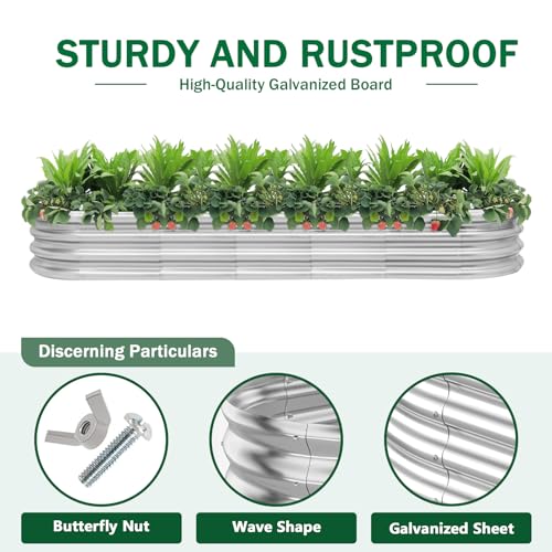 RAYKEEP 2 Pack 8x4x1ft Galvanized Raised Garden Bed, Silver - color: 2pcs, size: 8x2x1ft(2pcs)