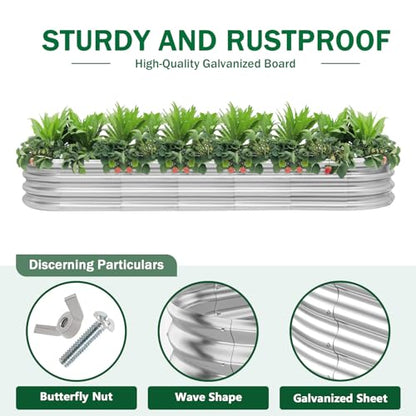 RAYKEEP 2 Pack 8x4x1ft Galvanized Raised Garden Bed, Silver - color: 2pcs, size: 8x2x1ft(2pcs)