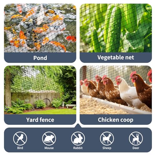 Garden Netting, 15ft x 30ft Black Bird Netting Heavy Duty,Rabbit,Large Bees,Squirrels, Deer,Chicken, Anti Birds, Cardinals，Animal Fencing for Fruit Tree & Vegetable Garden - size: 15ft x 30ft