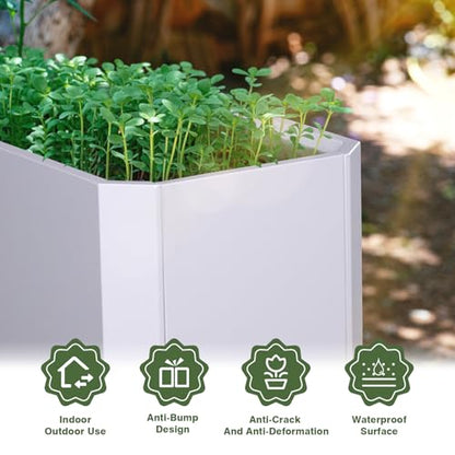 Metal Rectangular Planter Box 36"L x 15"W x 15"H Large White Planters - color: White