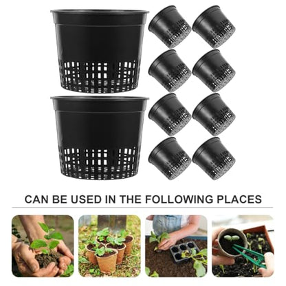 UPKOCH Hydroponic Net Pots, Black Plastic Growing Cups, 10 Pack