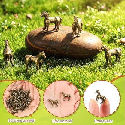 Civaner 50 Pcs Mini Brass Horses, Small Horses, Mini Metal Animals Statue - style: Horse